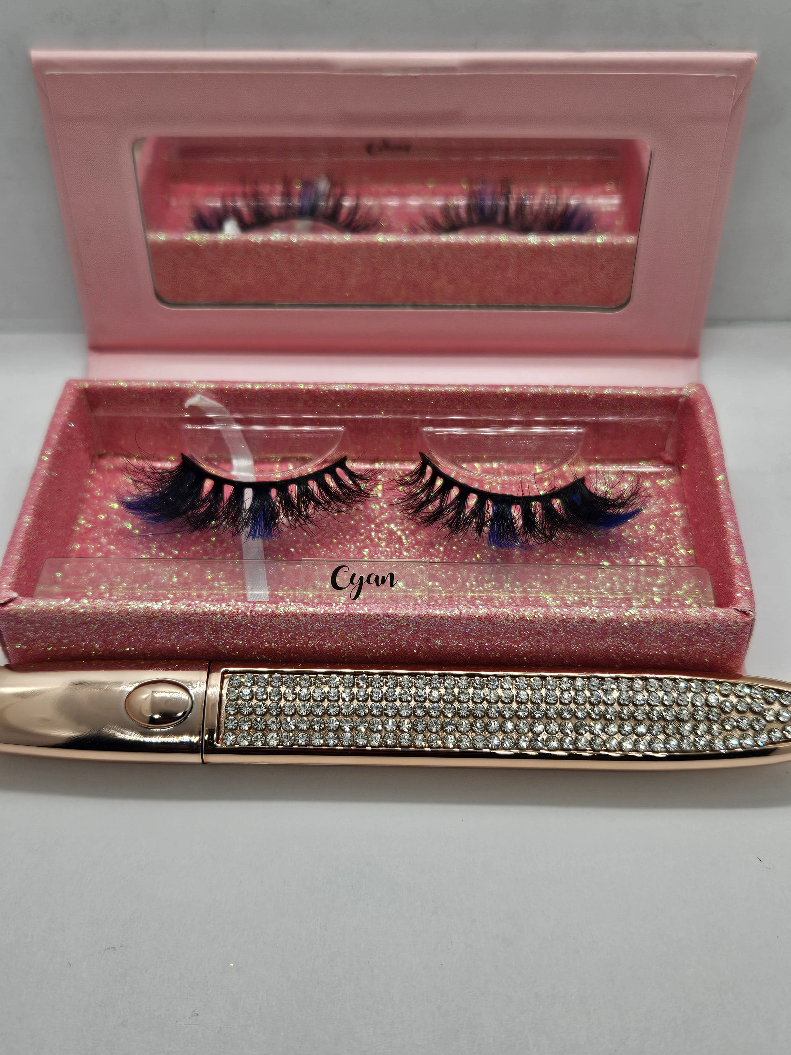 Cyan – 16mm Dramatic Color Mink Strip Lashes | Blink On Em