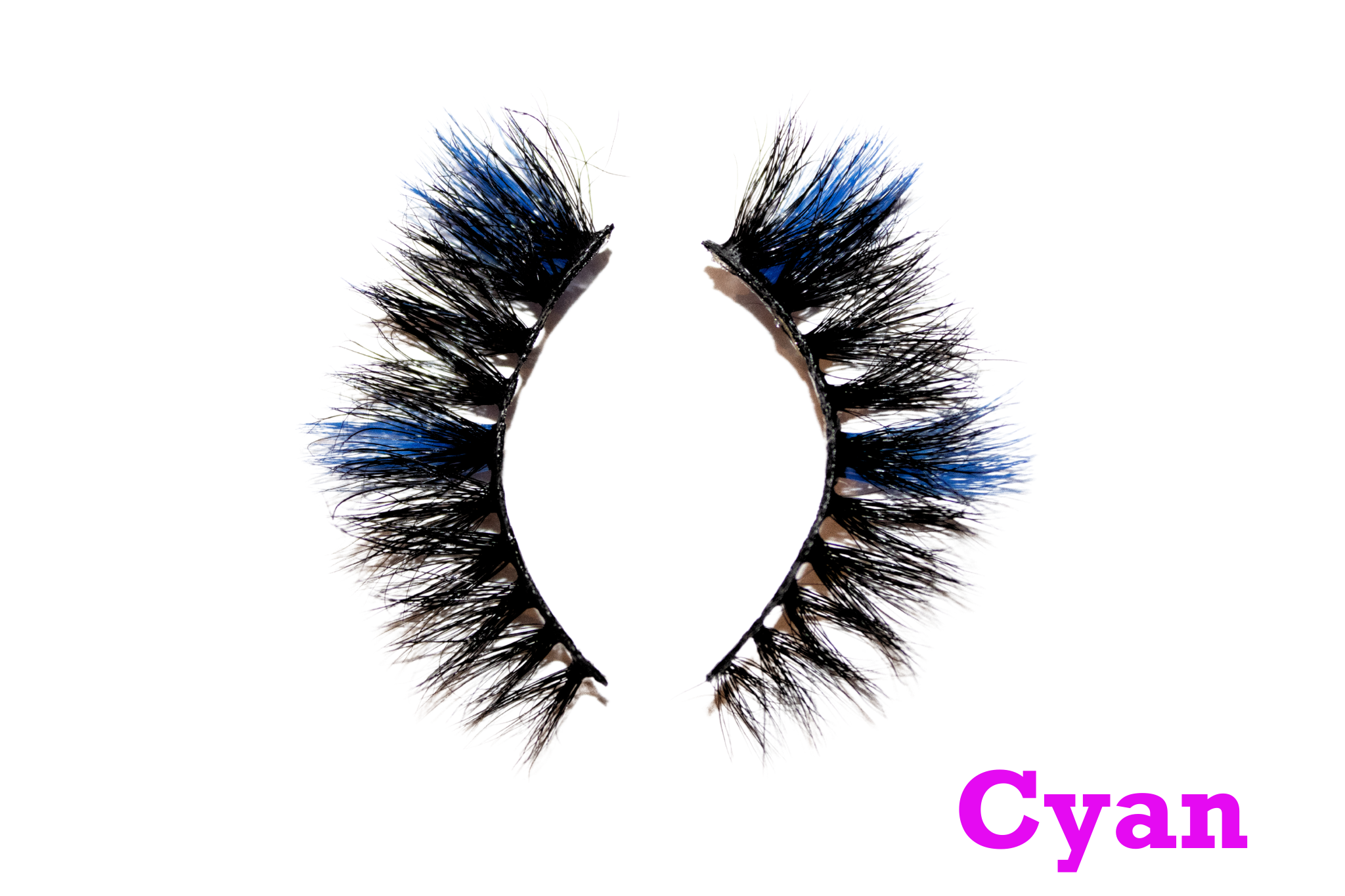 Cyan – 16mm Dramatic Color Mink Strip Lashes | Blink On Em