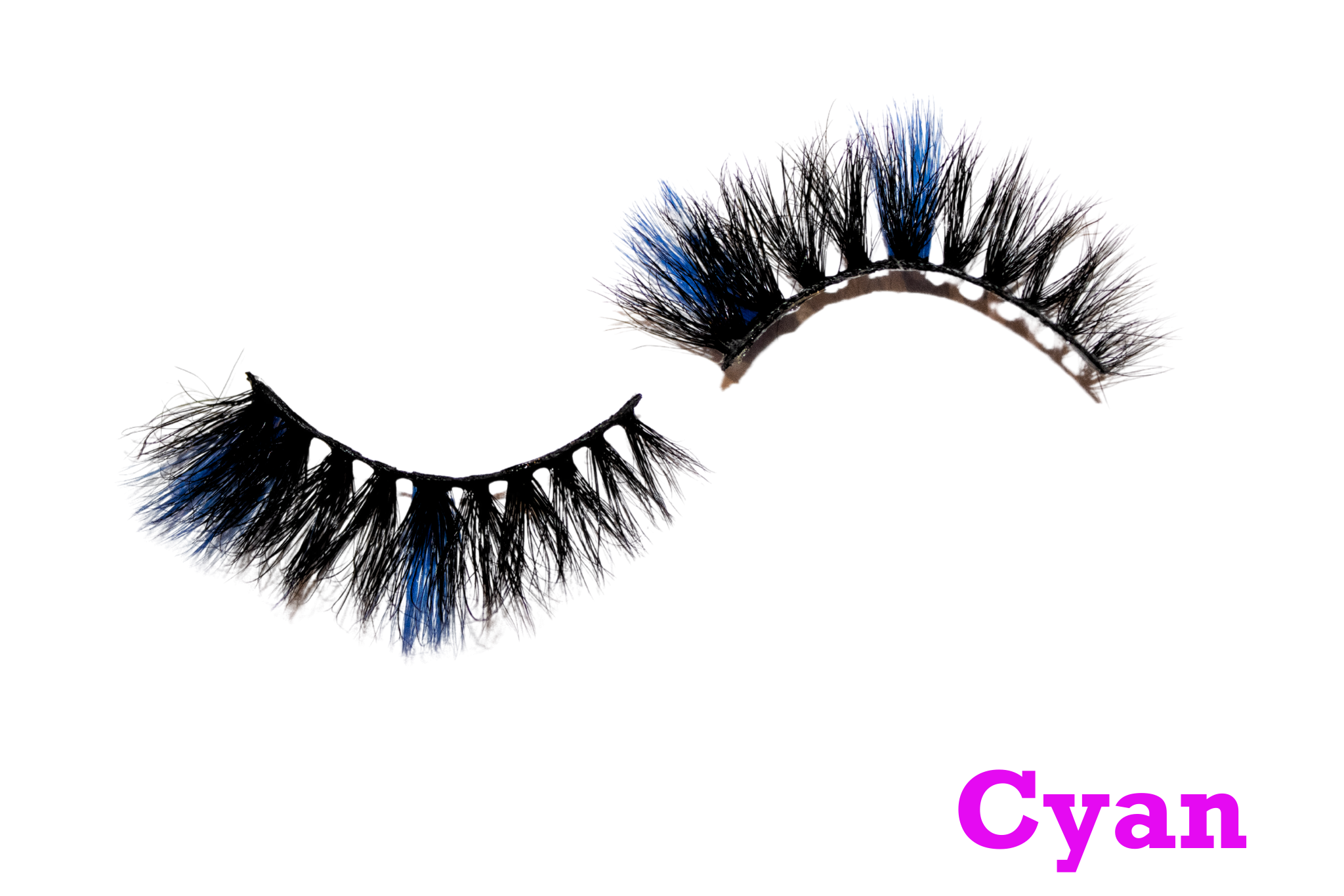 Cyan – 16mm Dramatic Color Mink Strip Lashes | Blink On Em
