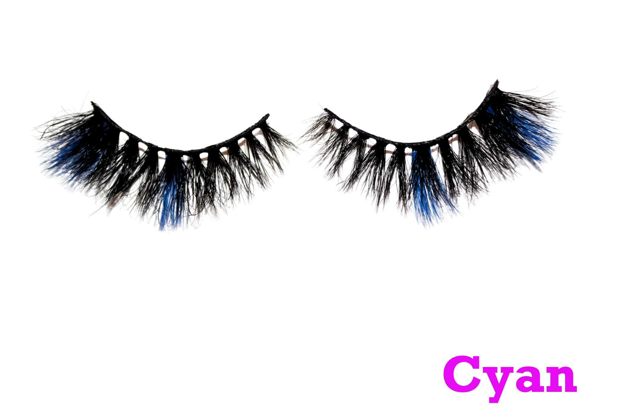 Cyan – 16mm Dramatic Color Mink Strip Lashes | Blink On Em