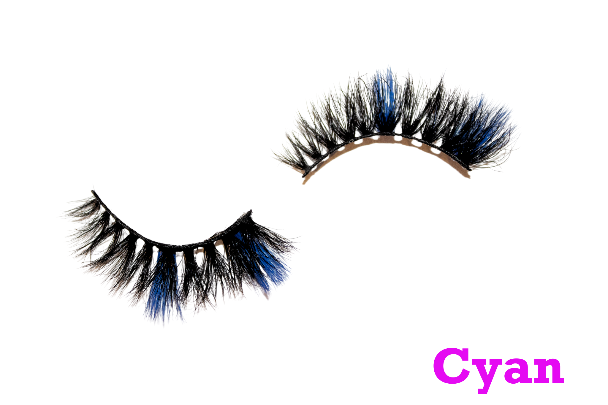 Cyan – 16mm Dramatic Color Mink Strip Lashes | Blink On Em