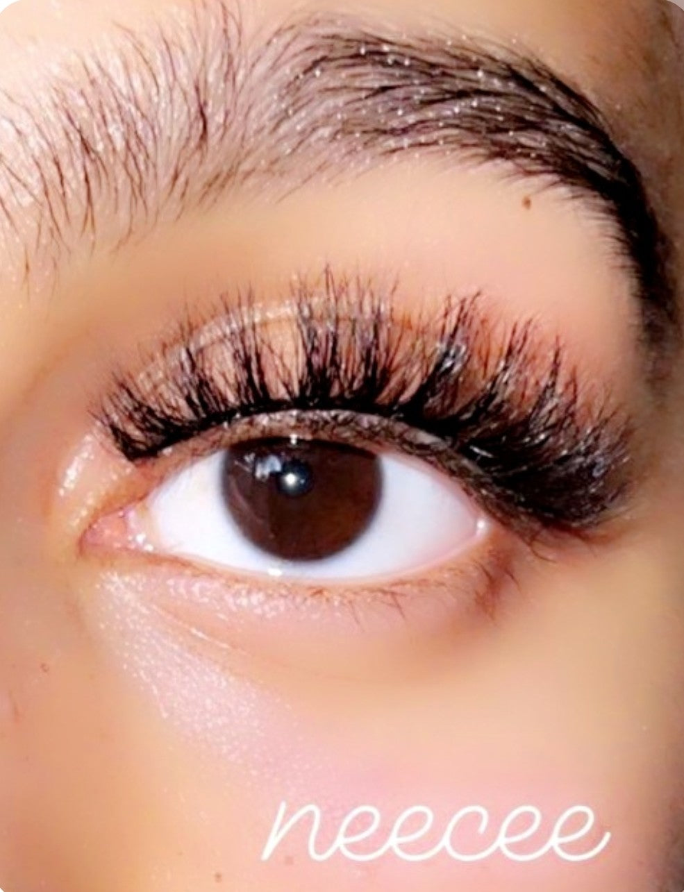 Neecee 15mm Natural Glam Wispy Mink Strip Lashes by Blink On Em - Model wearing