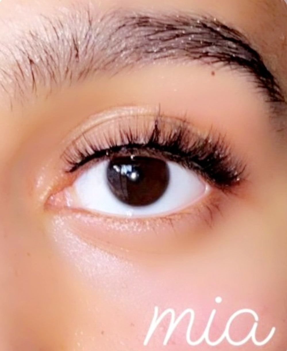 Mia 12mm Natural Wispy Mink Strip Lashes by Blink On Em – Model Wearing
