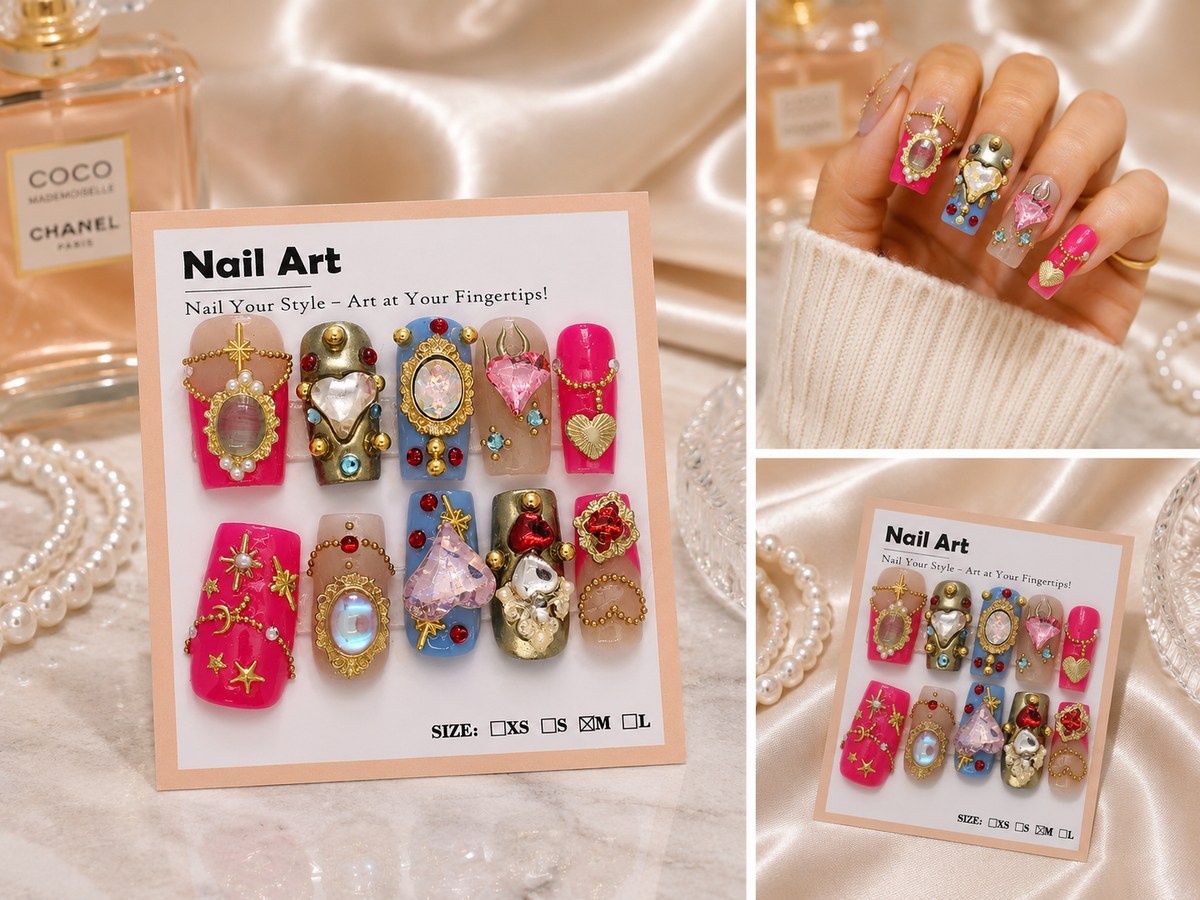 Bling Bling Charms Press-On Nails