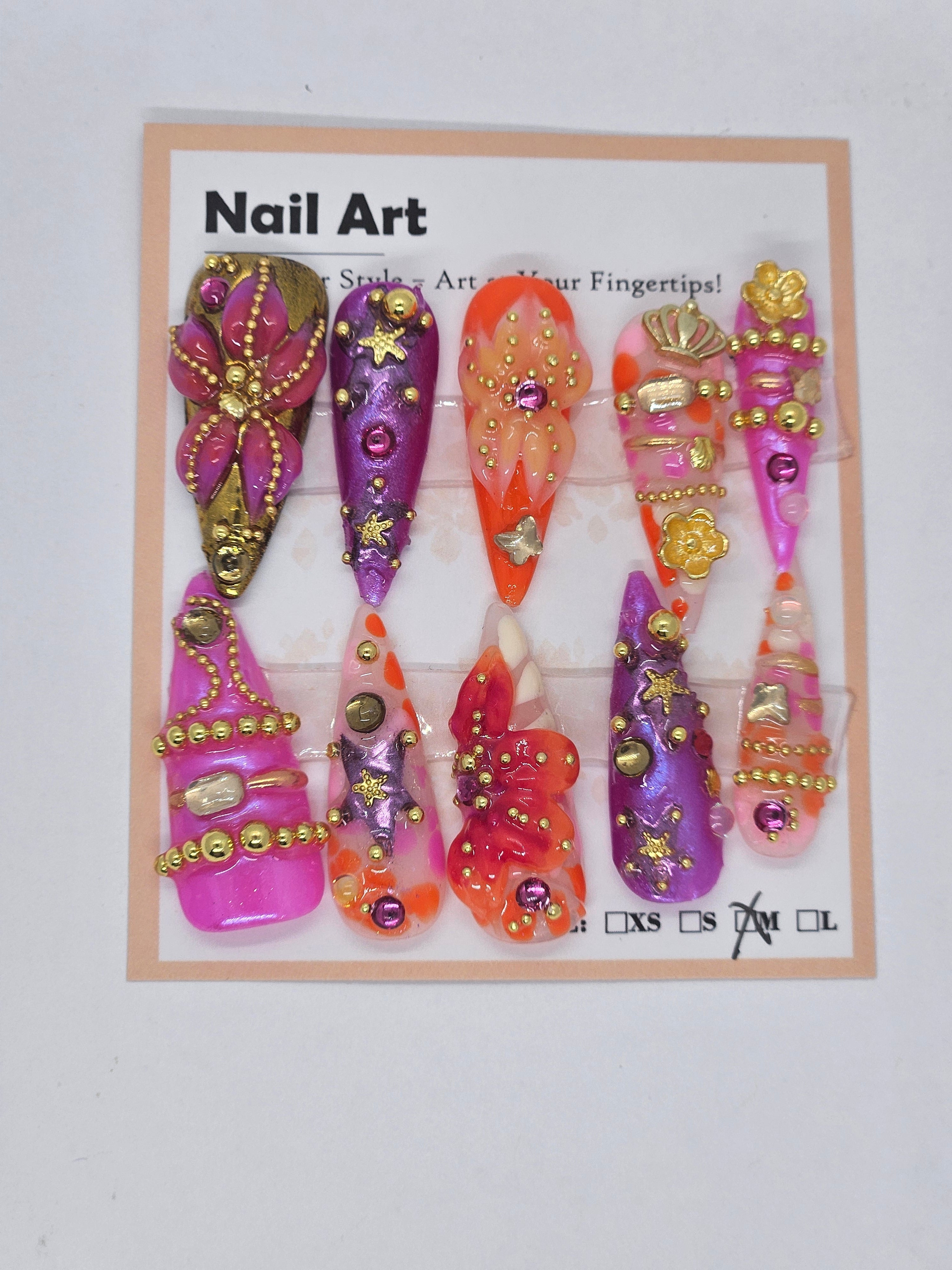 Gilded Chaos – Medium Stiletto Press-On Nails