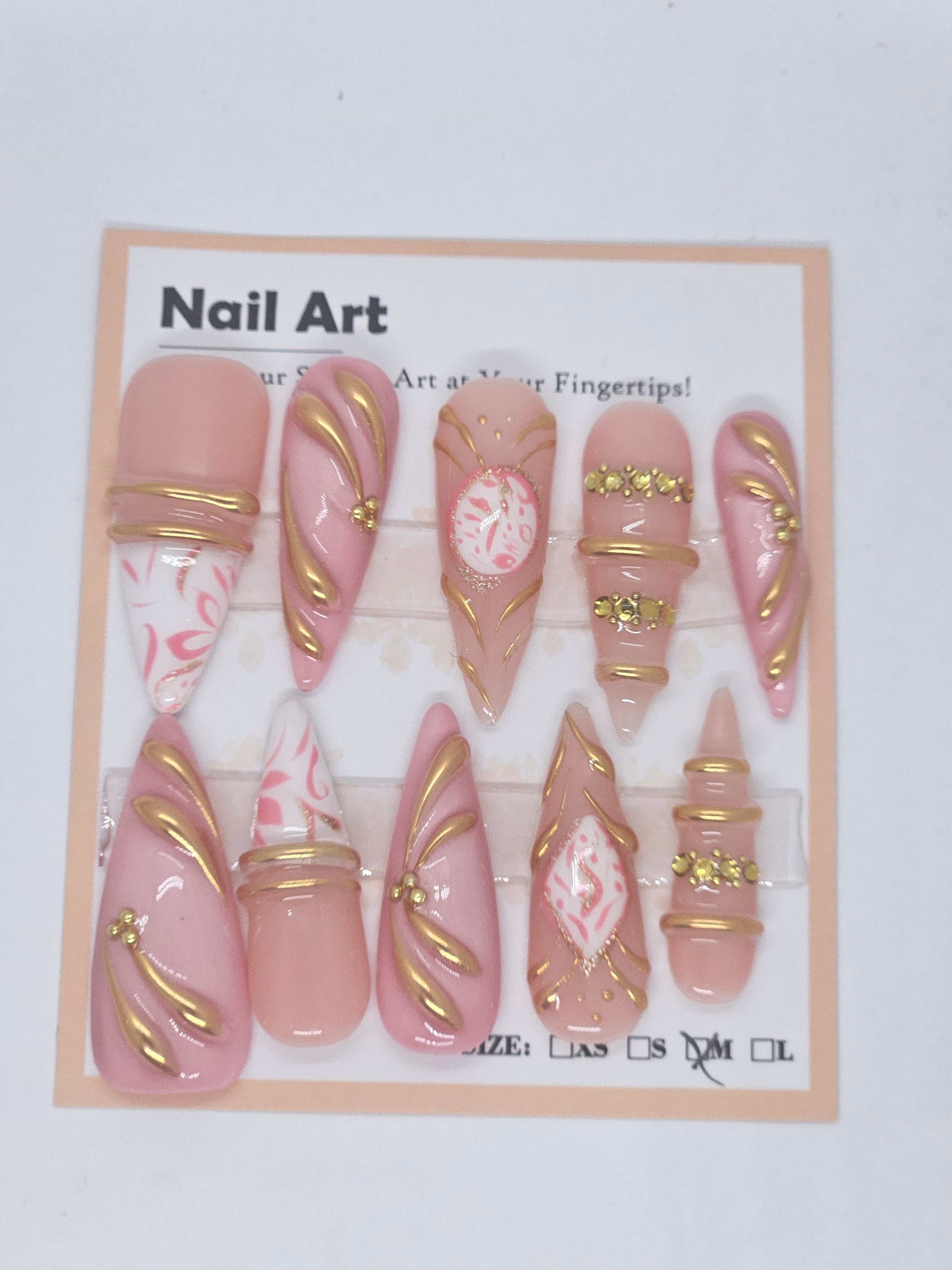 Blush Swirl Stiletto Press-On Nails
