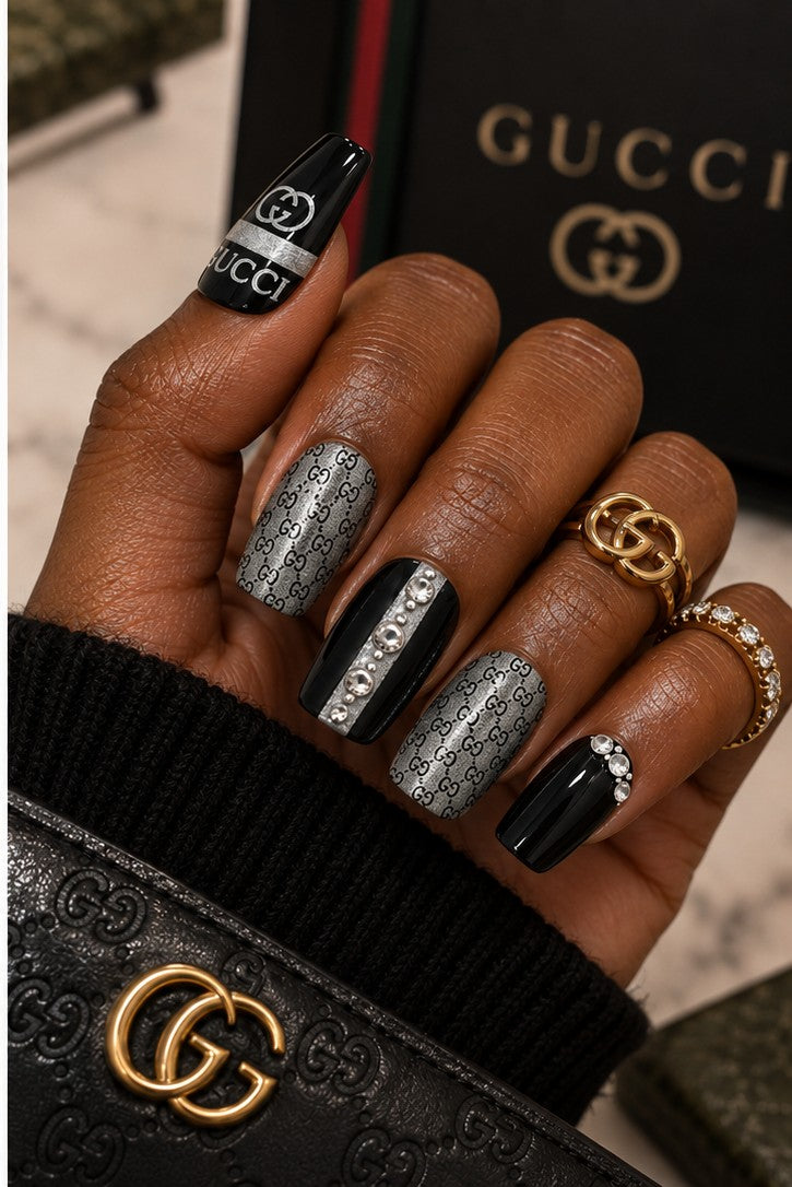 Platinum Status | Designer-Inspired Press-On Nails