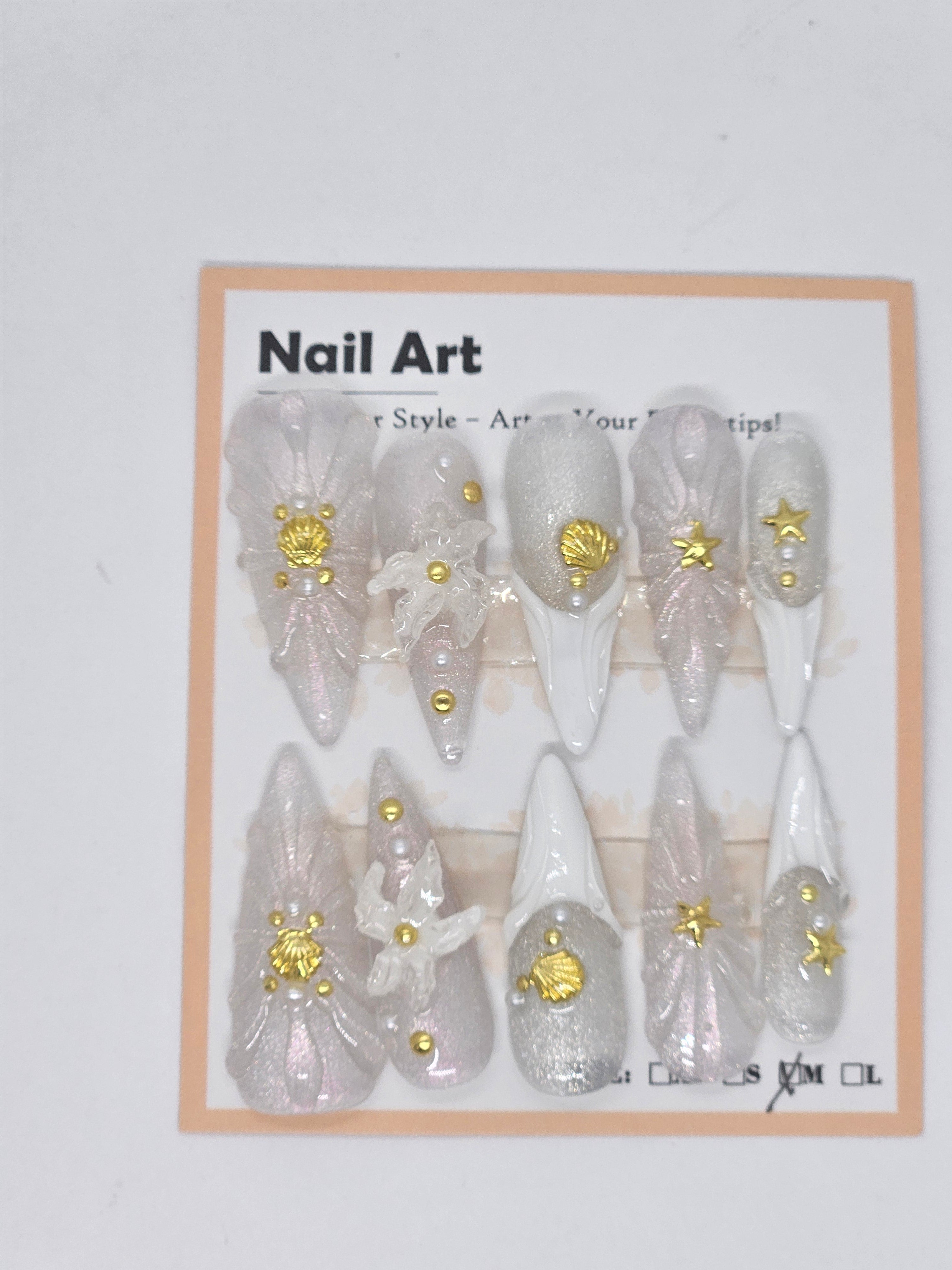 Beach Pearl Iridescent Glam Press-On Nails
