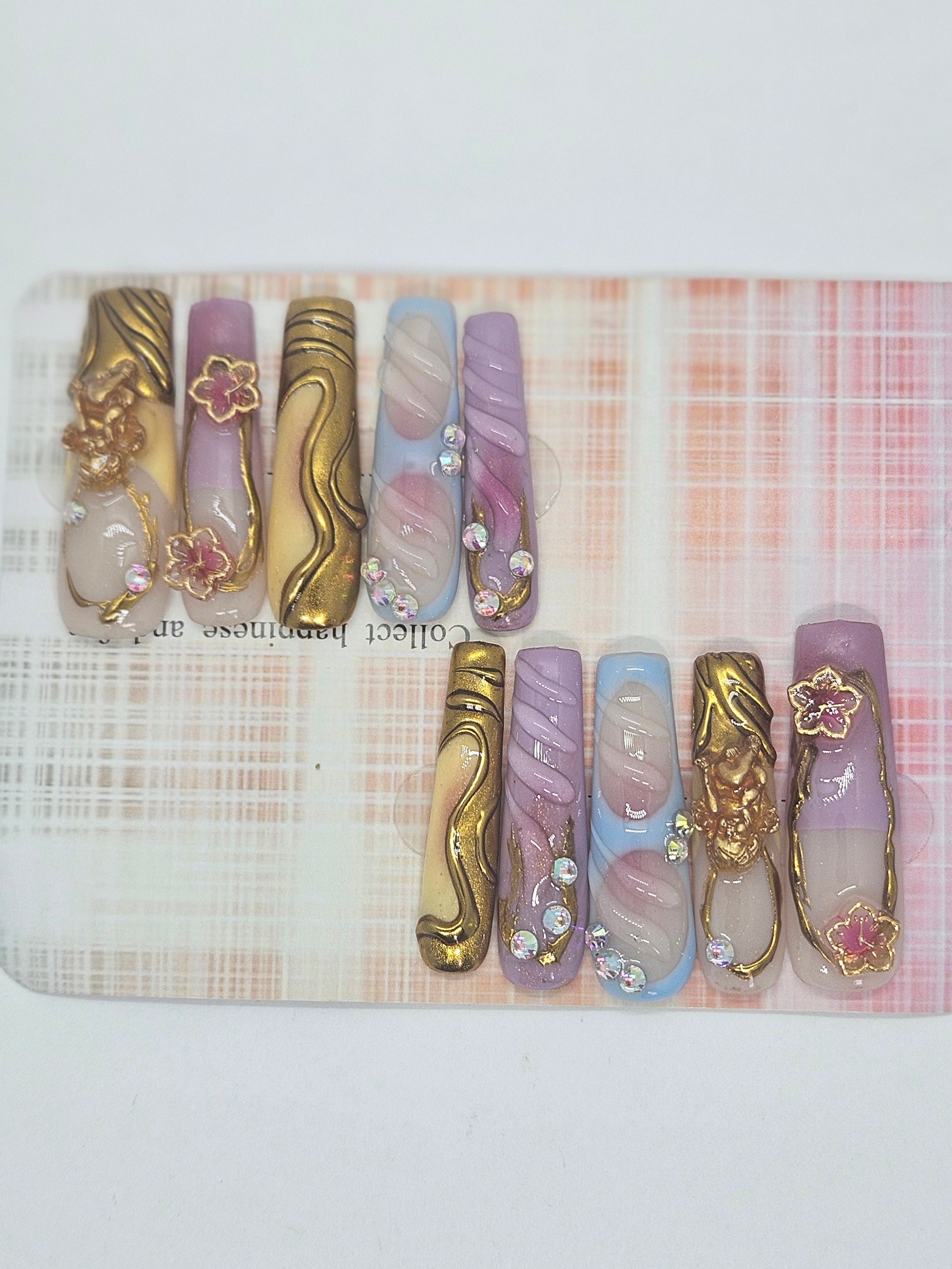 Golden Goddess Floral Press-On Nails