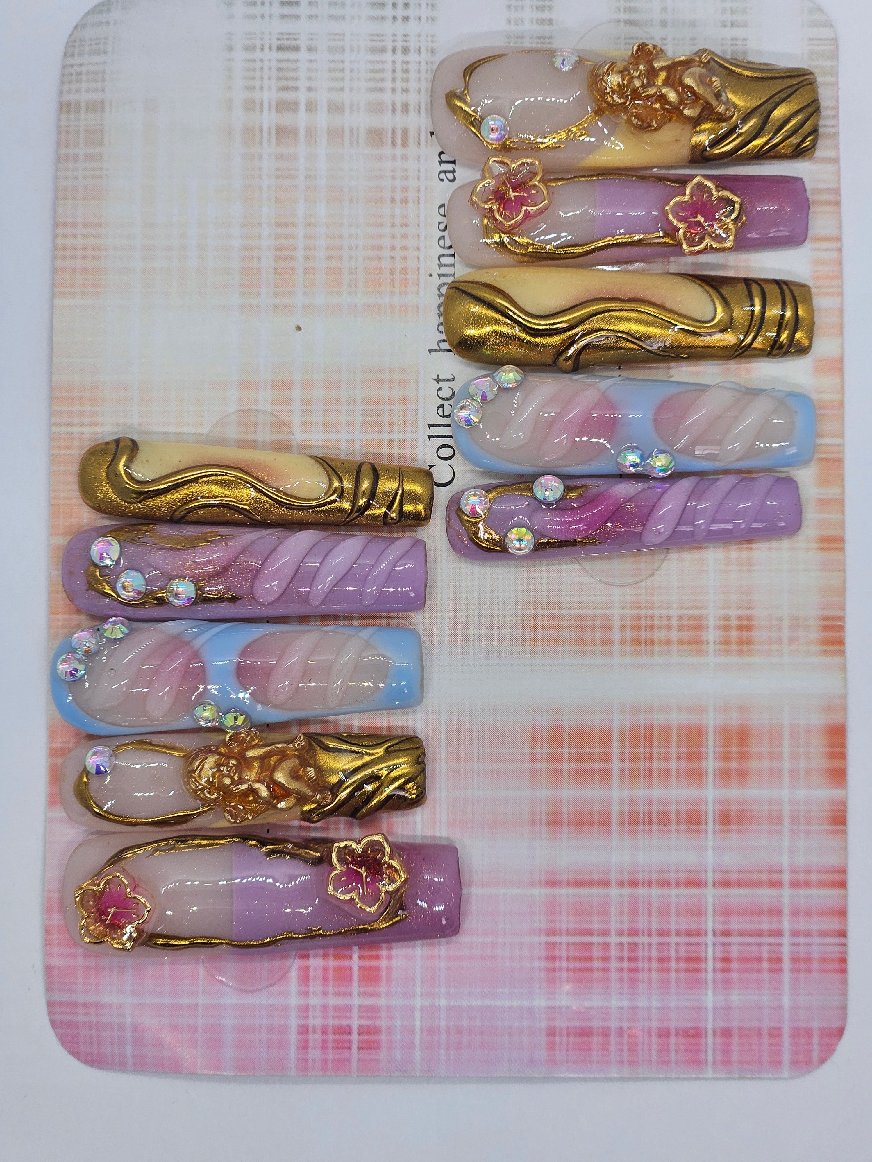 Golden Goddess Floral Press-On Nails