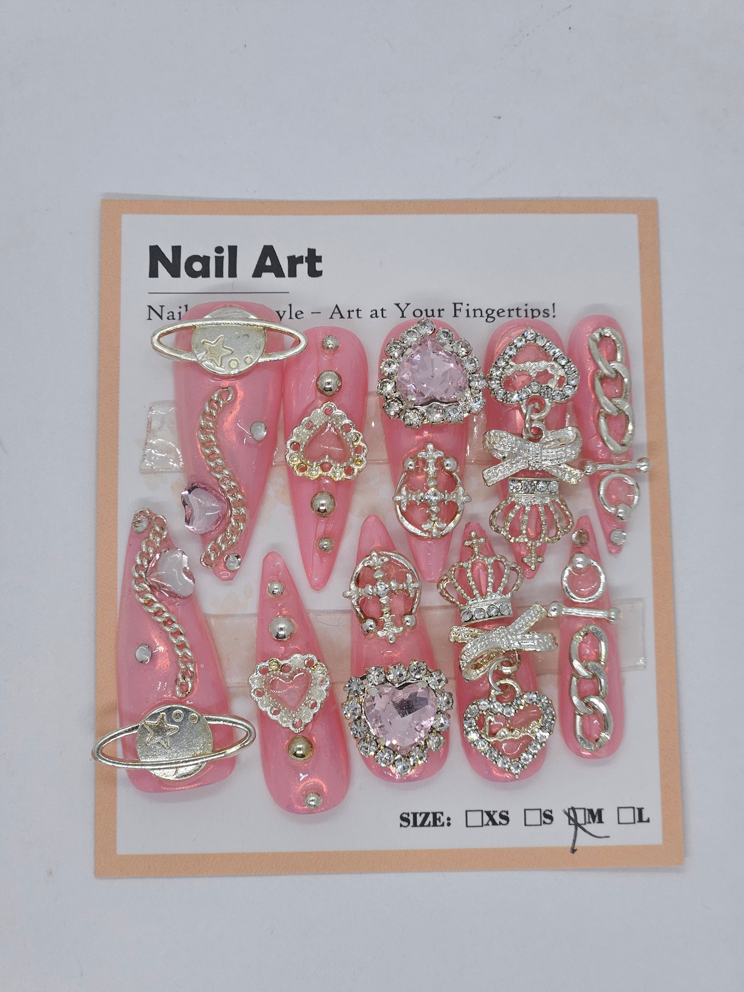 Junk Nails Press-On Nails | Pink Stiletto 3D Charm Nails
