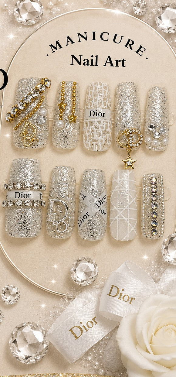 Silver Dynasty | Designer-Inspired Press-On Nails