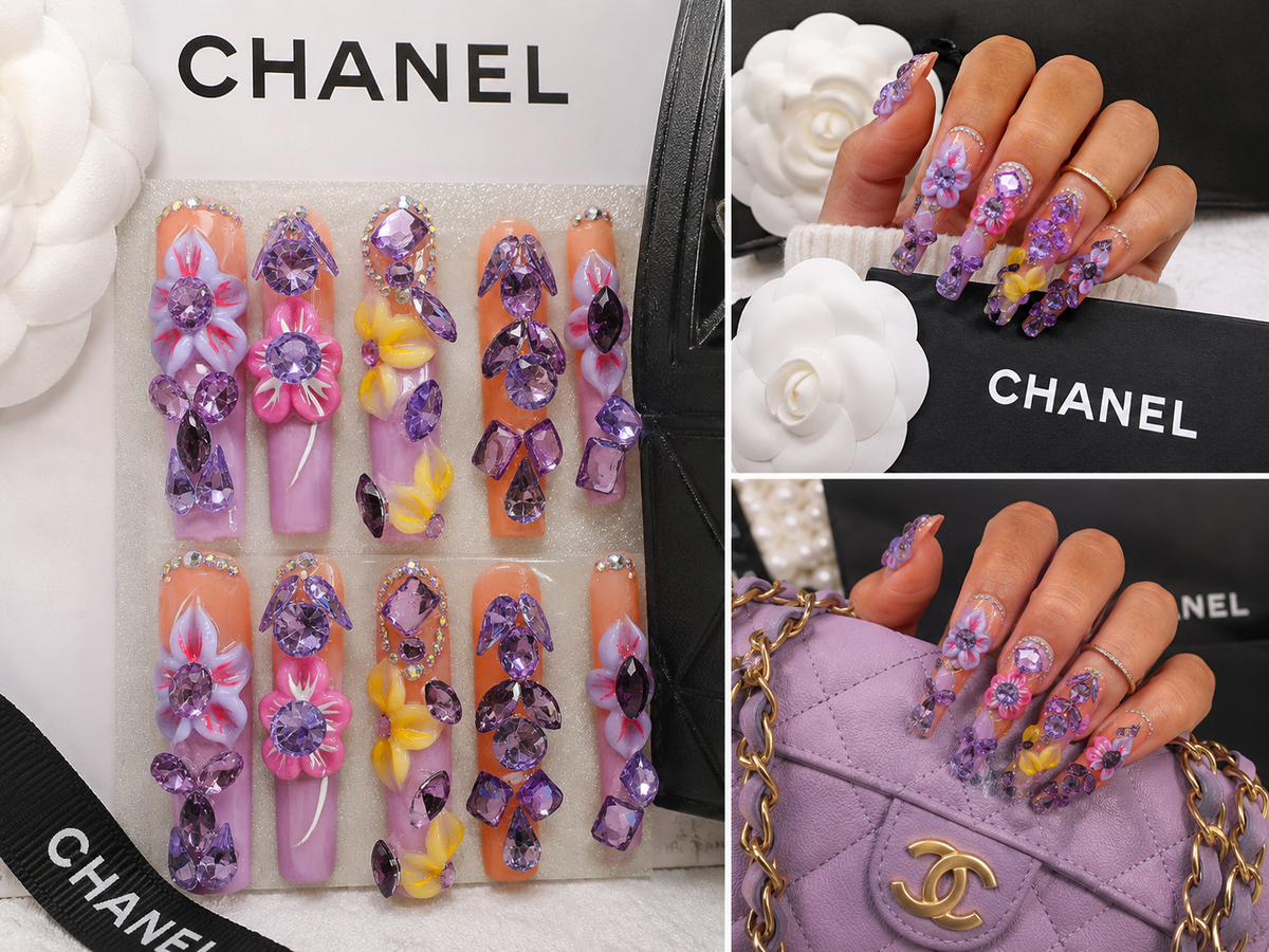 Purple Bling Press-On Nails