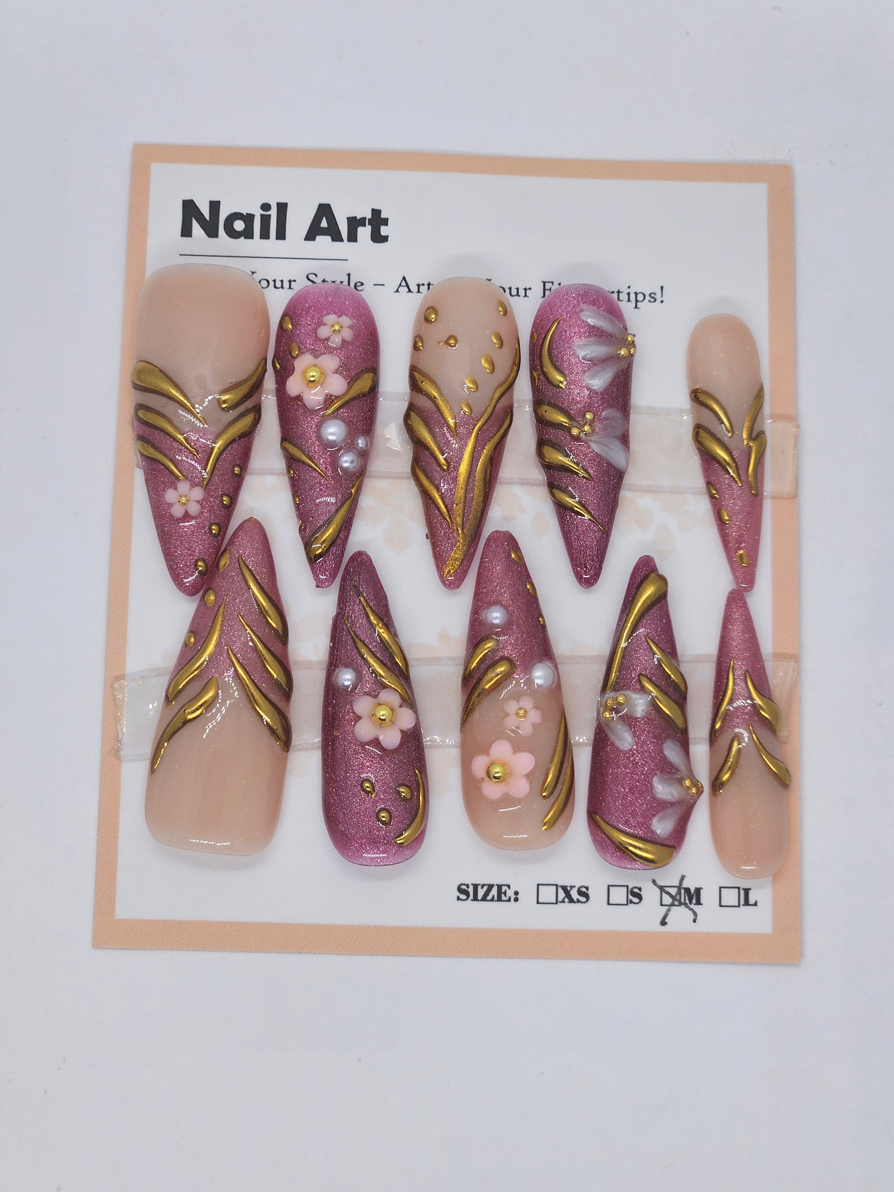Luxe Floral Glam Press-On Nails