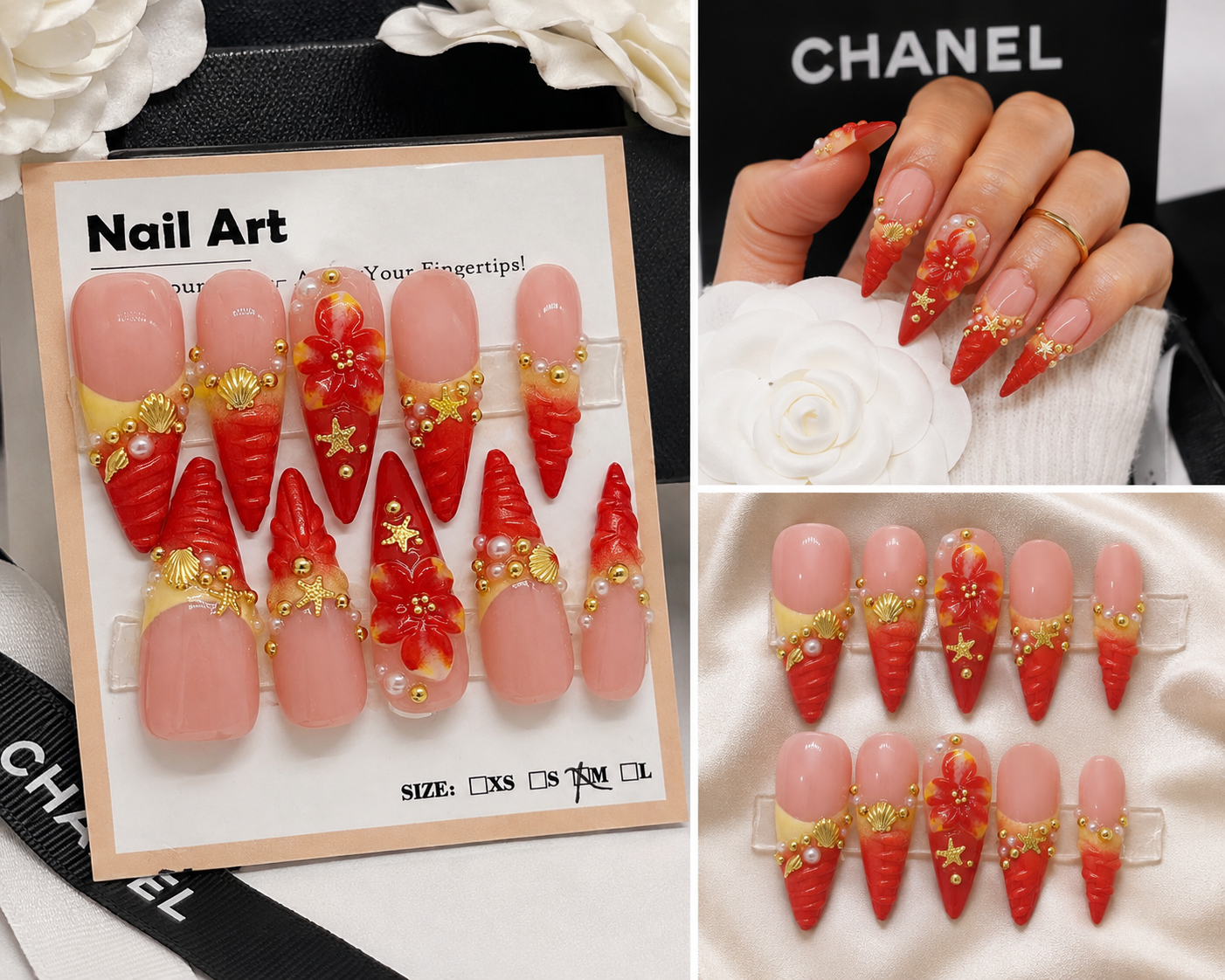 Sunset at the Beach Press-On Nails | Medium Stiletto Ombré Nails