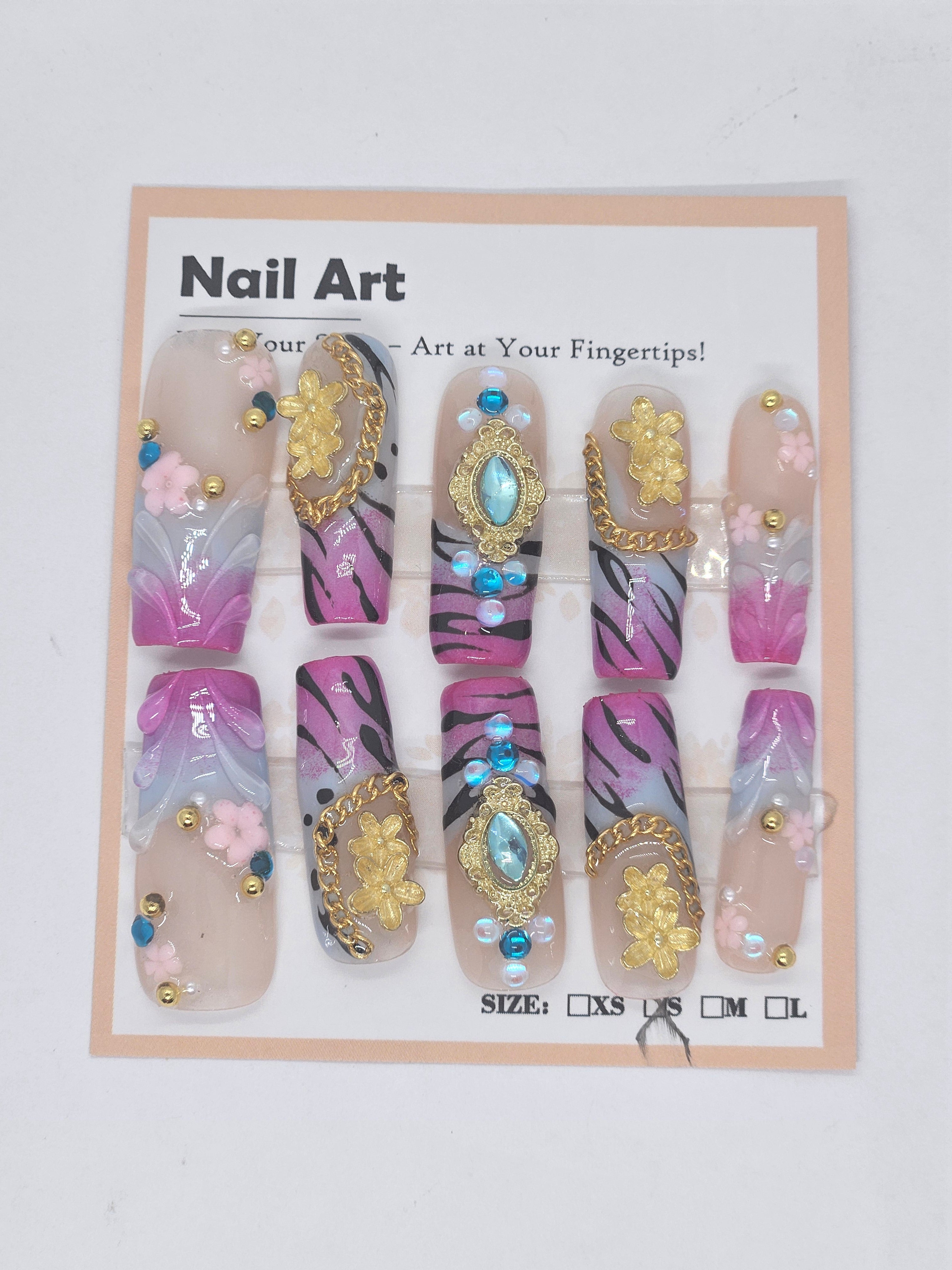 Wild Luxe Zebra Glam Press-On Nails